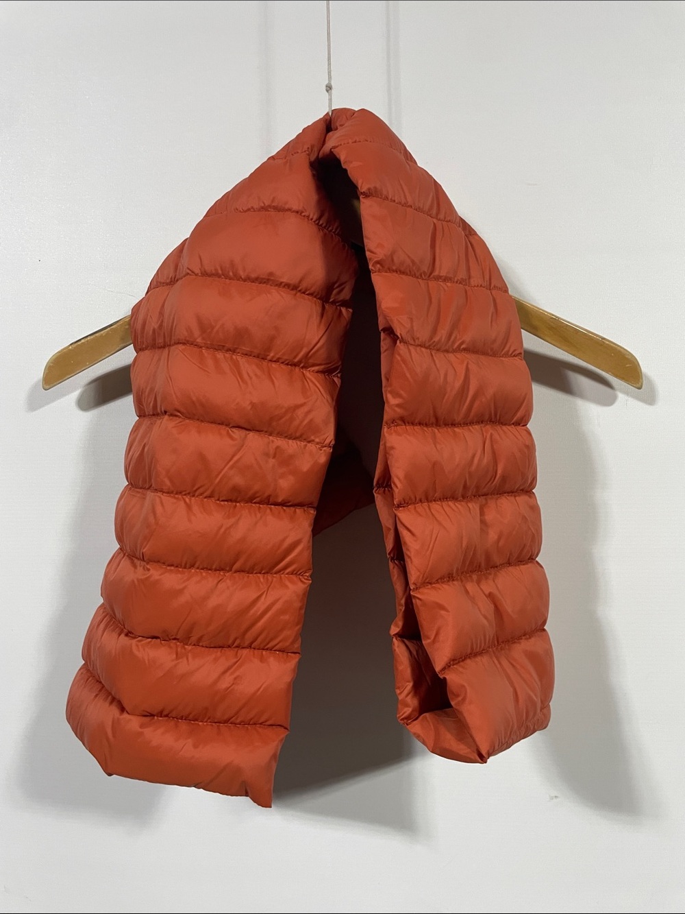 Women's Lightweight goose down Puffer Scarf Jacket - Rust Orange